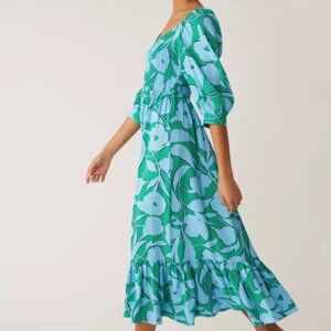 Marks & Spencer Blue and Green Floral Midi Dress